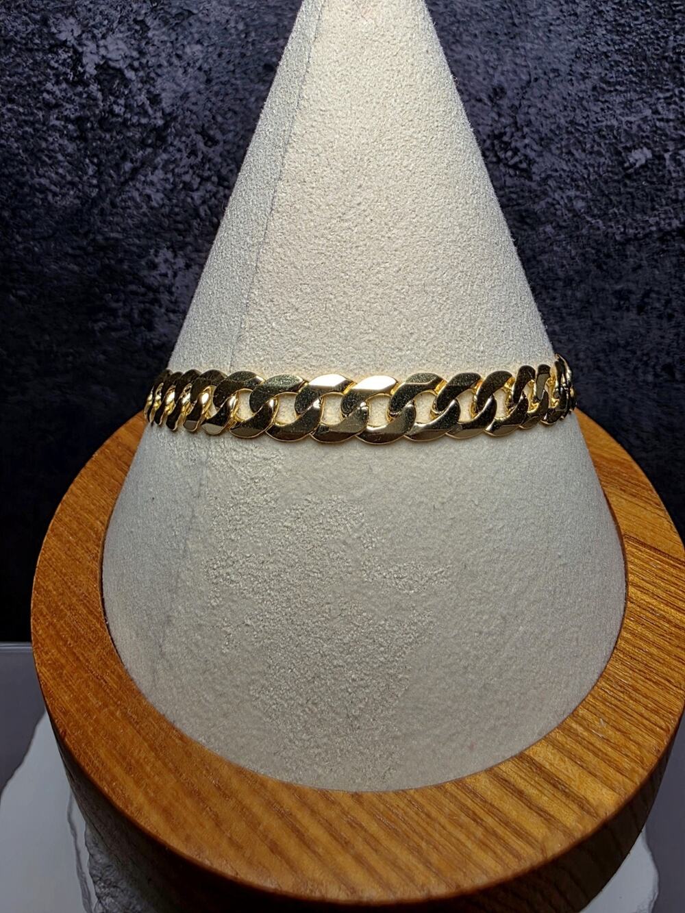 8" 6.6mm Cuban Curb Bracelet 8.74g Gold Over 925 Sterling Silver